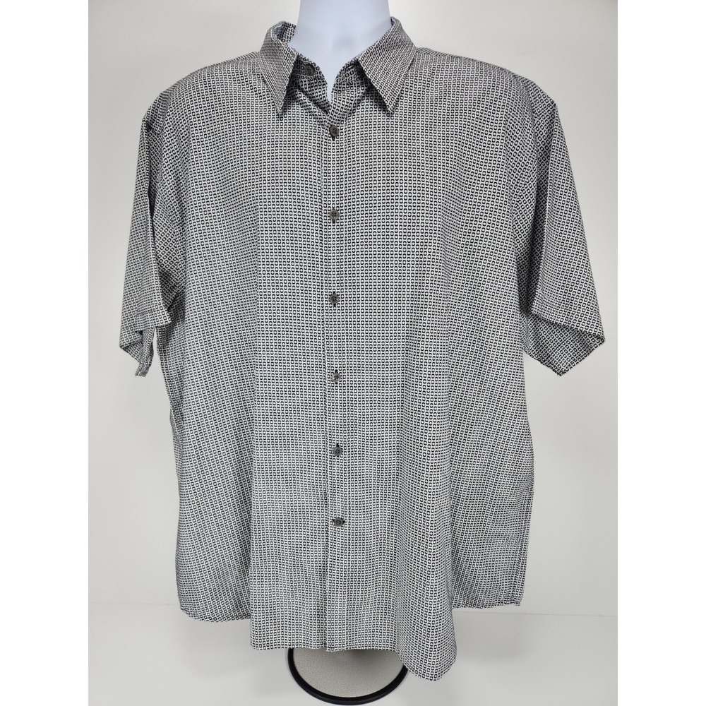 James Campbell Mens XXL Short Sleeve Cotton‎ Casual Top Buttons Black White